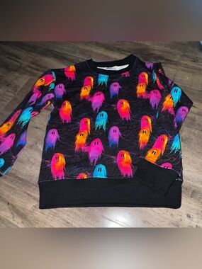 Birdie Bean Neon Ghosts Crewneck Pullover Sweatshirt 3/4T Halloween Bamboo